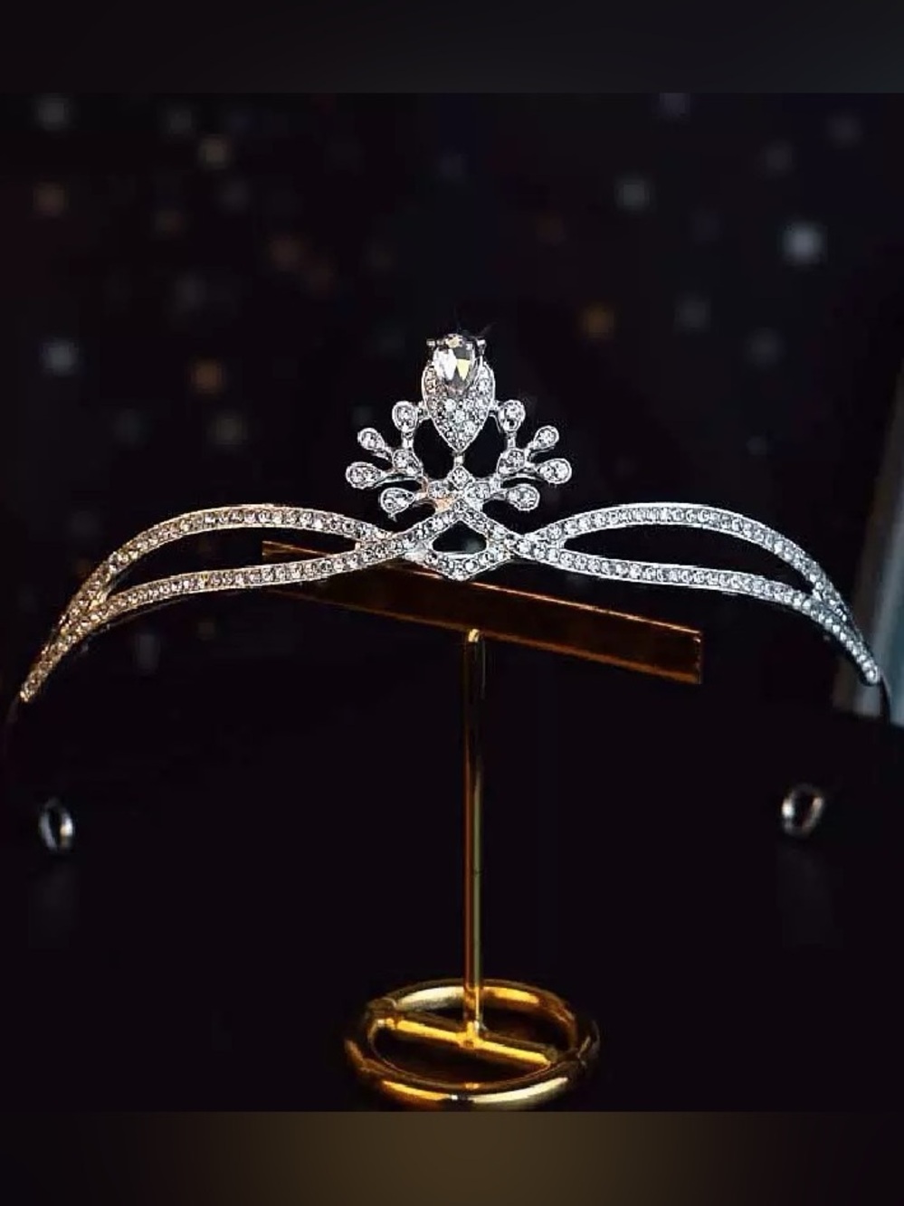 Crystal Accent Silver Tiara Headband - Elegant Hair Accessory
